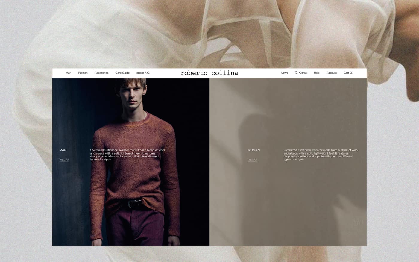 Roberto Collina Shopify homepage