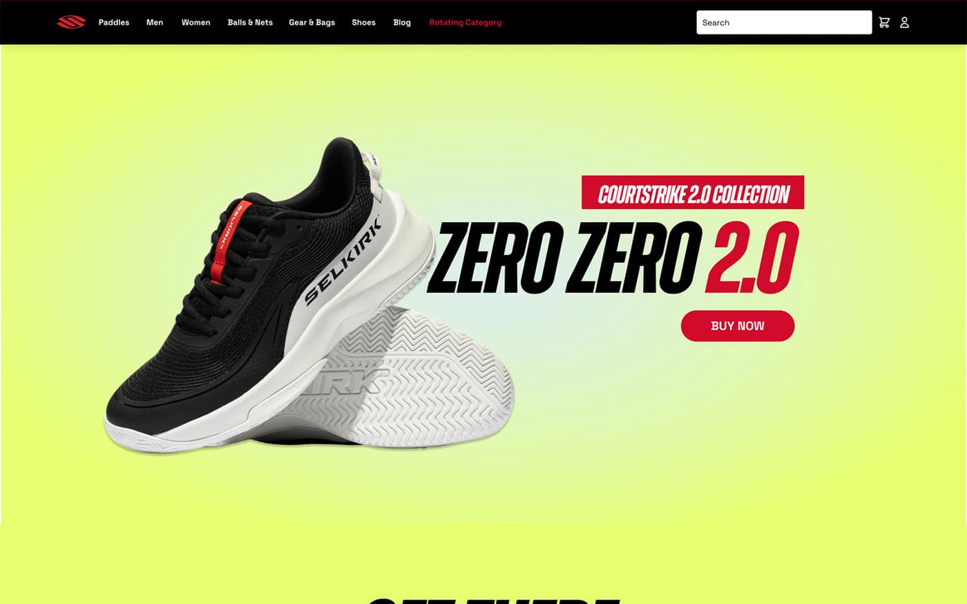 Selkirk CourtStrike 2.0 landing page