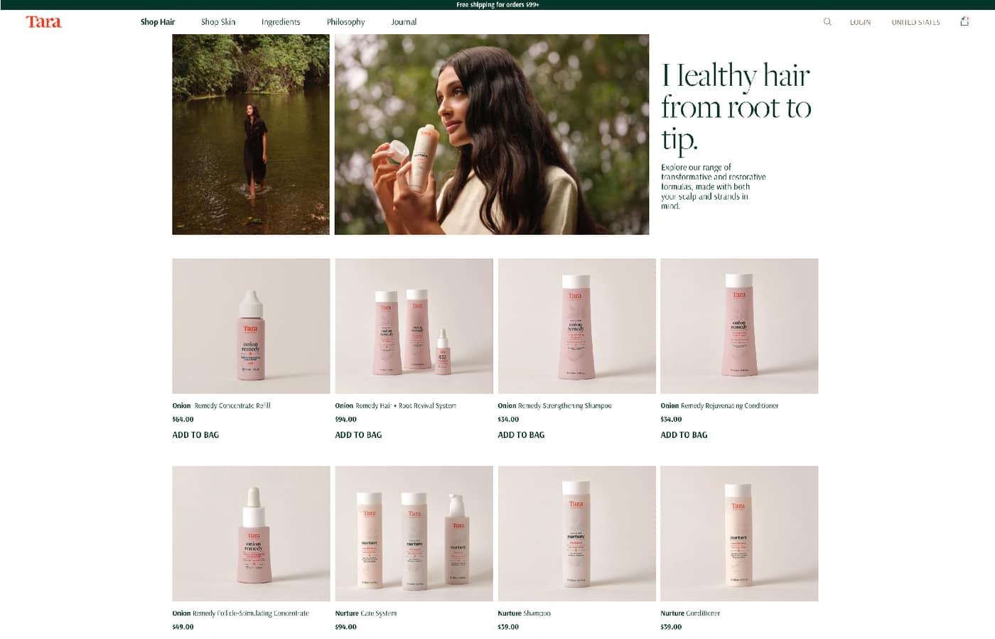 Tara product listing